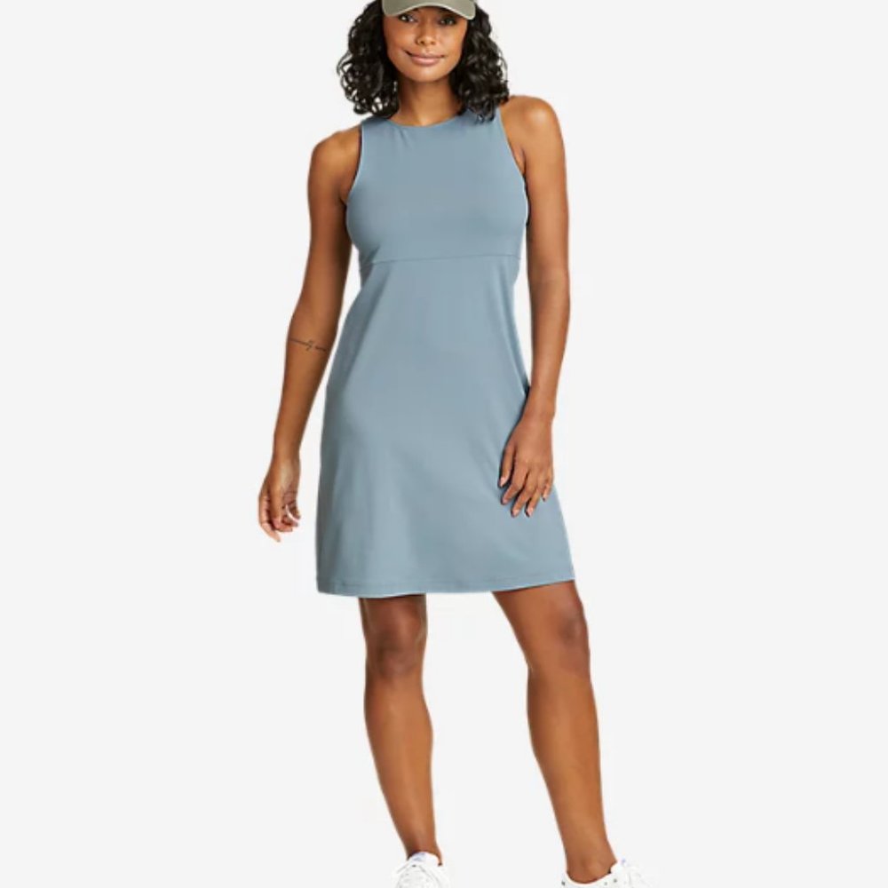 NWT Eddie Bauer Women's Aster Sleeveless Empire-Waist Dress - XL Chambray Blue